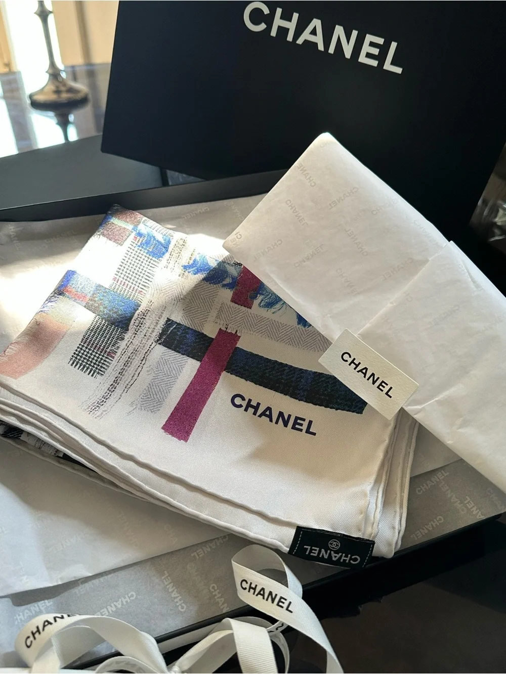 CHANEL silk scarf